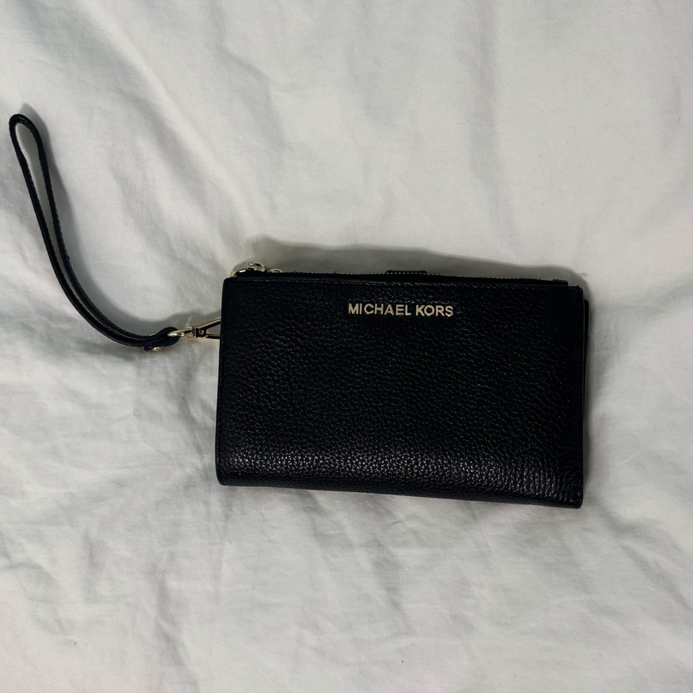 Michael Kors Black Leather Wristlet